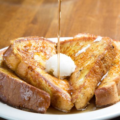 Vanilla and Cinnamon French Toast with Butter and Maple Syrup