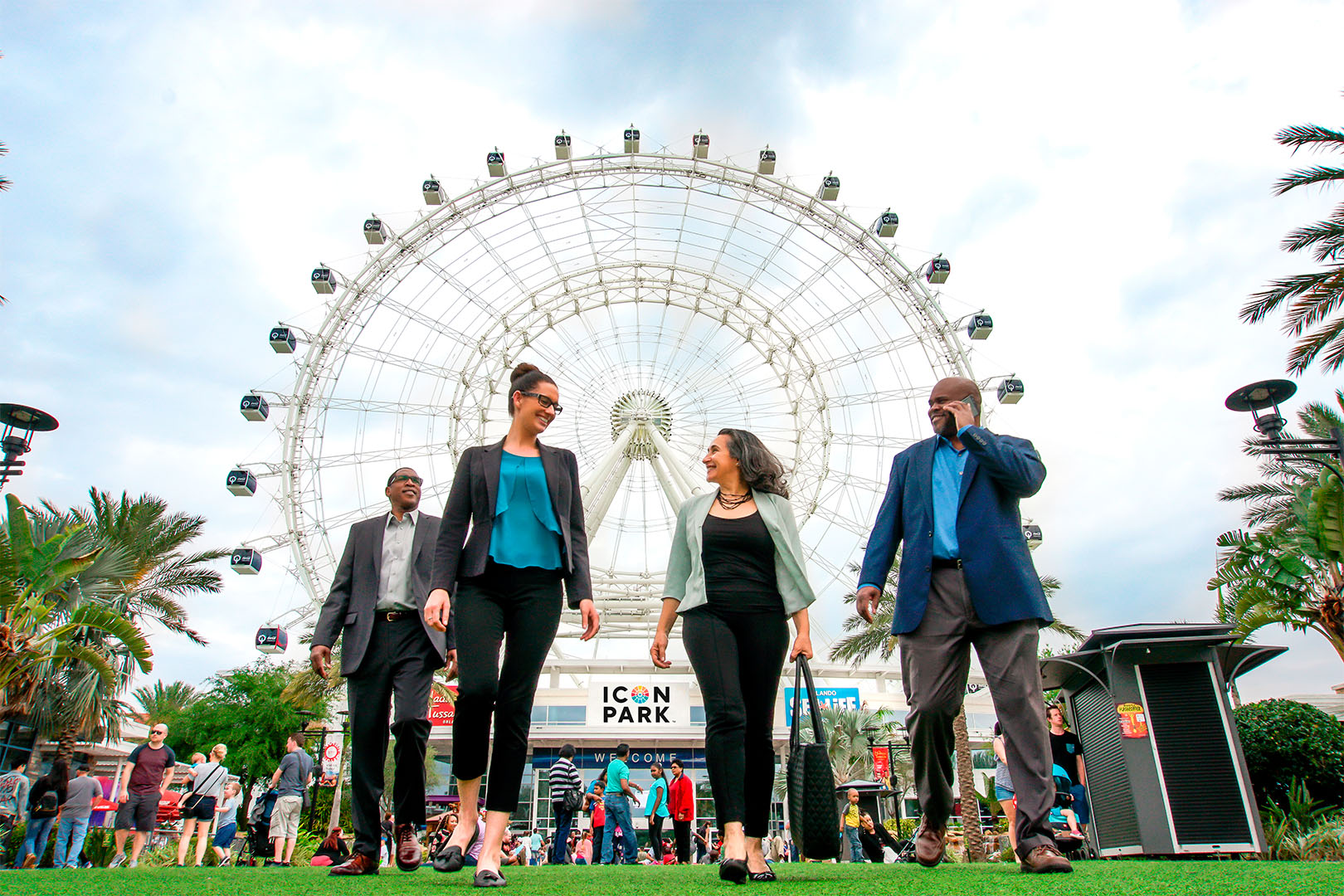business people outside of Icon Park